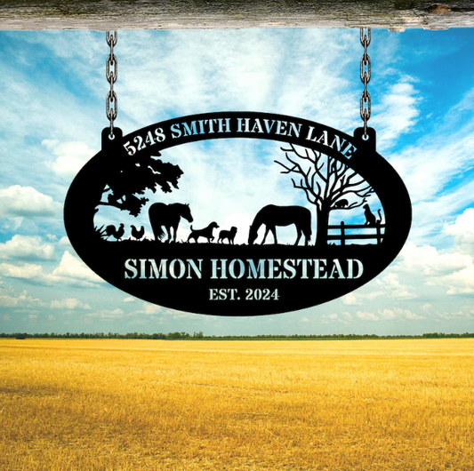 Custom Metal Farm Sign Horse Ranch Decor 35" long