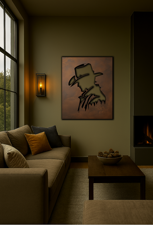 Cowboy Rusty Metal Sign 45x45"