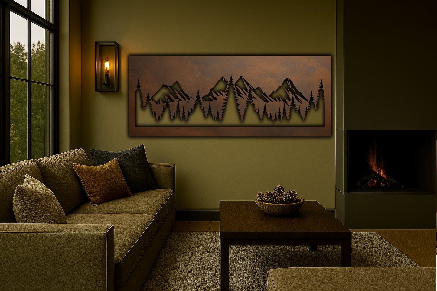 Mountain Nature scenery Rust Metal Sign 70x30"