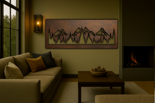 Mountain Nature scenery Rust Metal Sign 70x30"