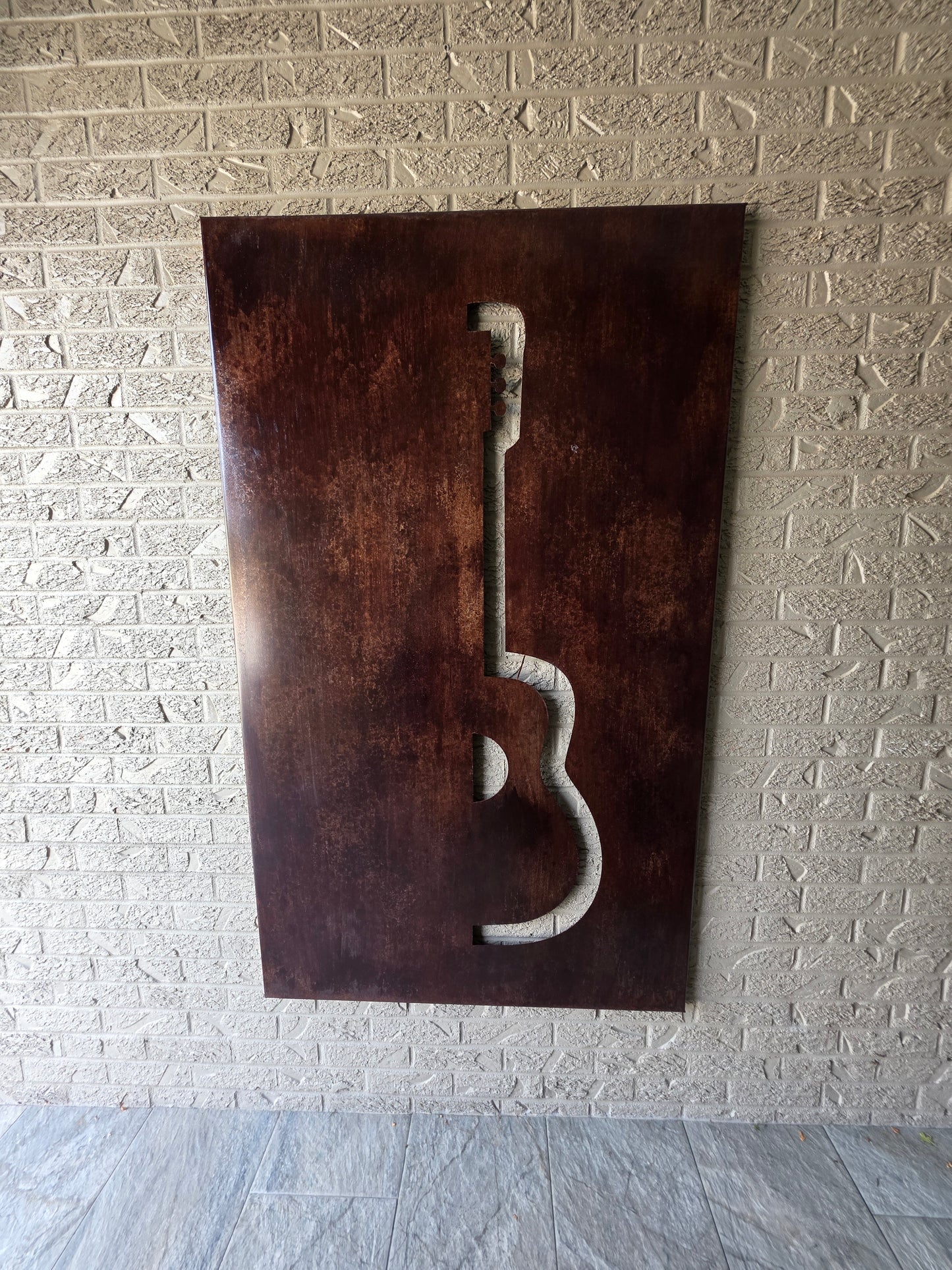 Rustic patina guitar wall art decor 60x36"