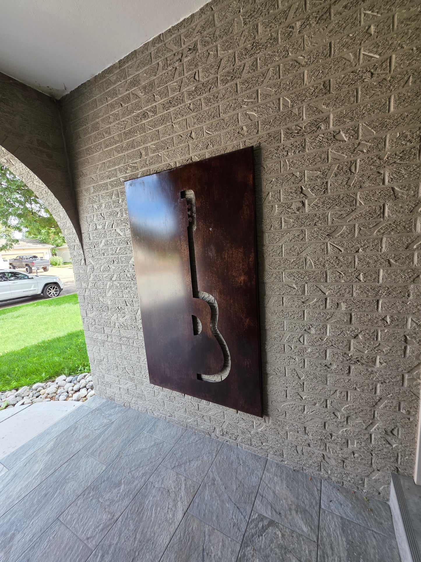 Rustic patina guitar wall art decor 60x36"