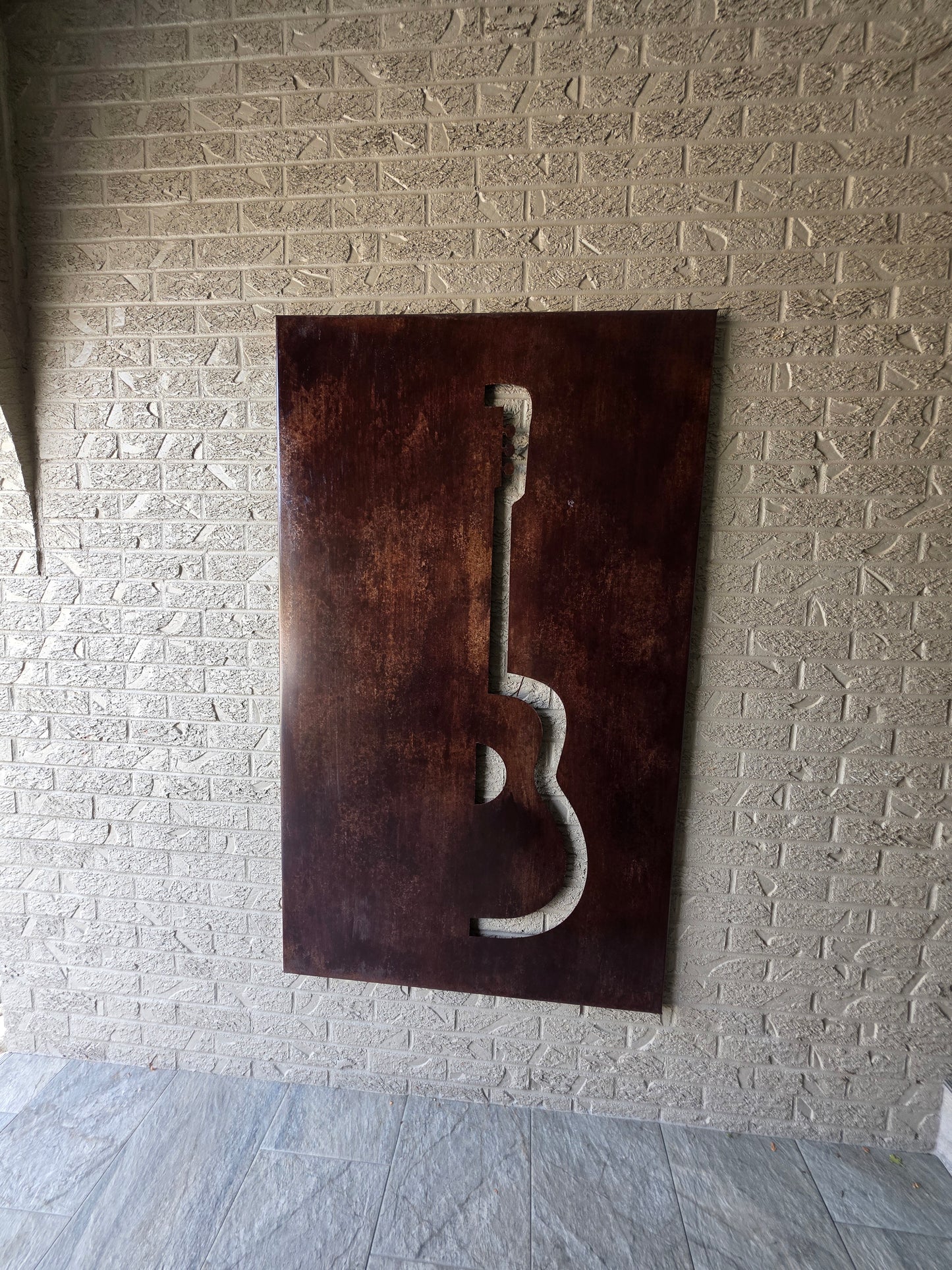 Rustic patina guitar wall art decor 60x36"