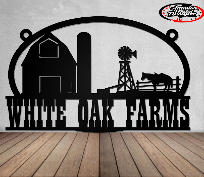 Custom steel farm sign scene