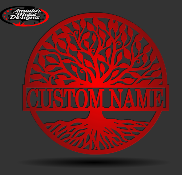 Custom tree steel sign